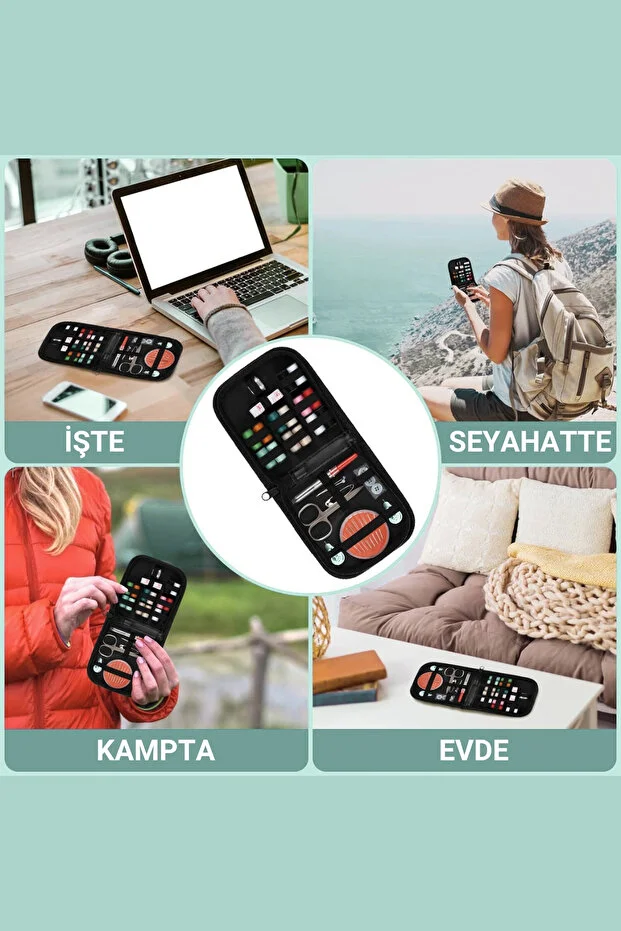 Dikiş Seti, Taşınabilir Mini Acil Durum ve Seyehat Dikiş Kiti, İplik, İğne, Makas, Mezura Dahil